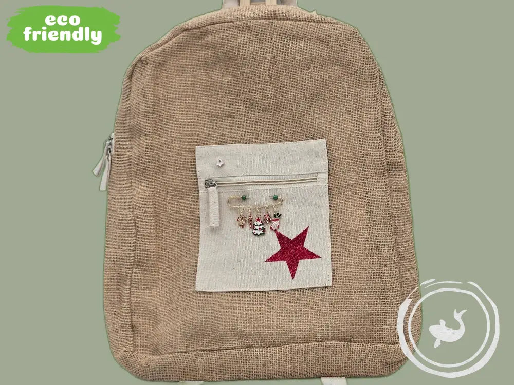 INTERIEURDINGETJES Duurzame Jute Tas Rode Ster – Handgemaakt & Uniek