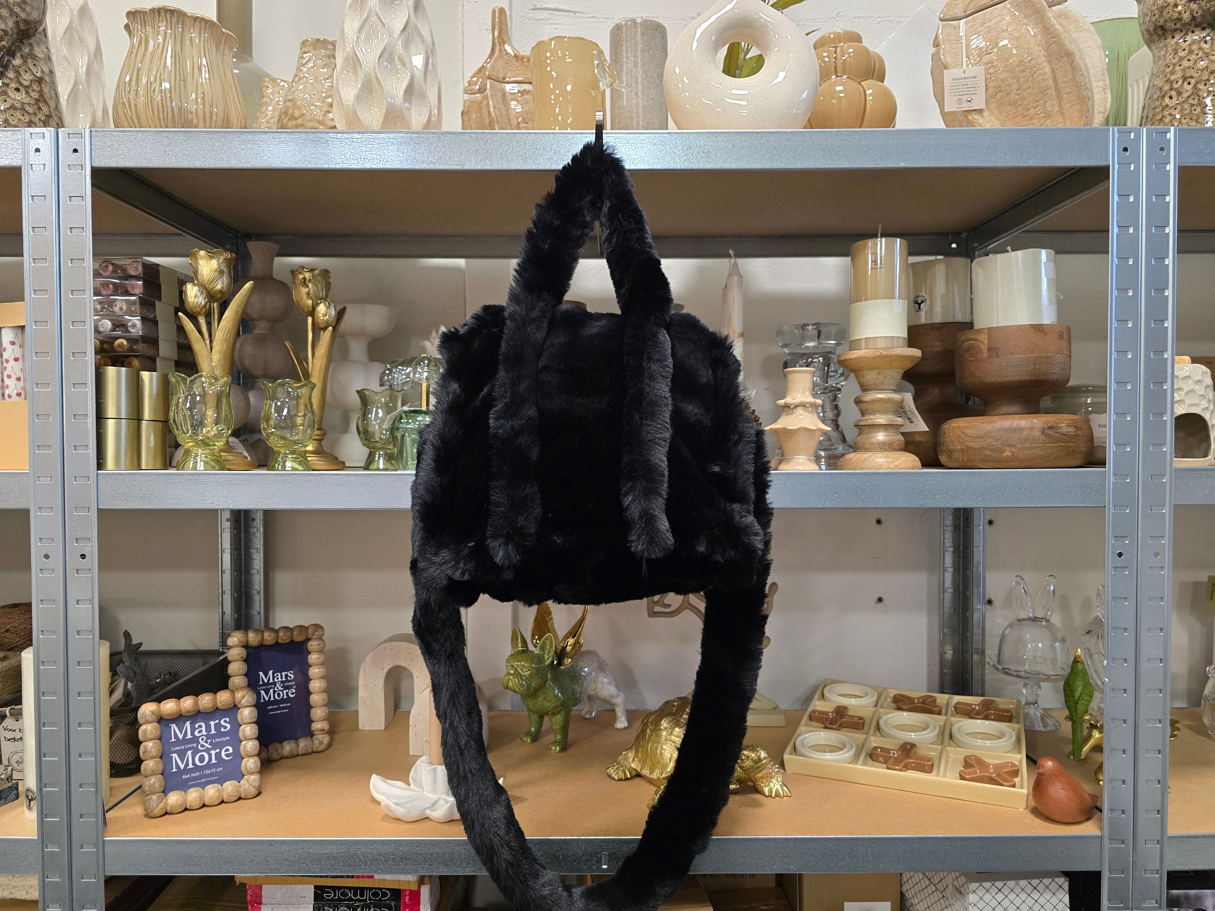 INTERIEURDINGETJES, Faux Fur Handtas – Zwart of Cognac