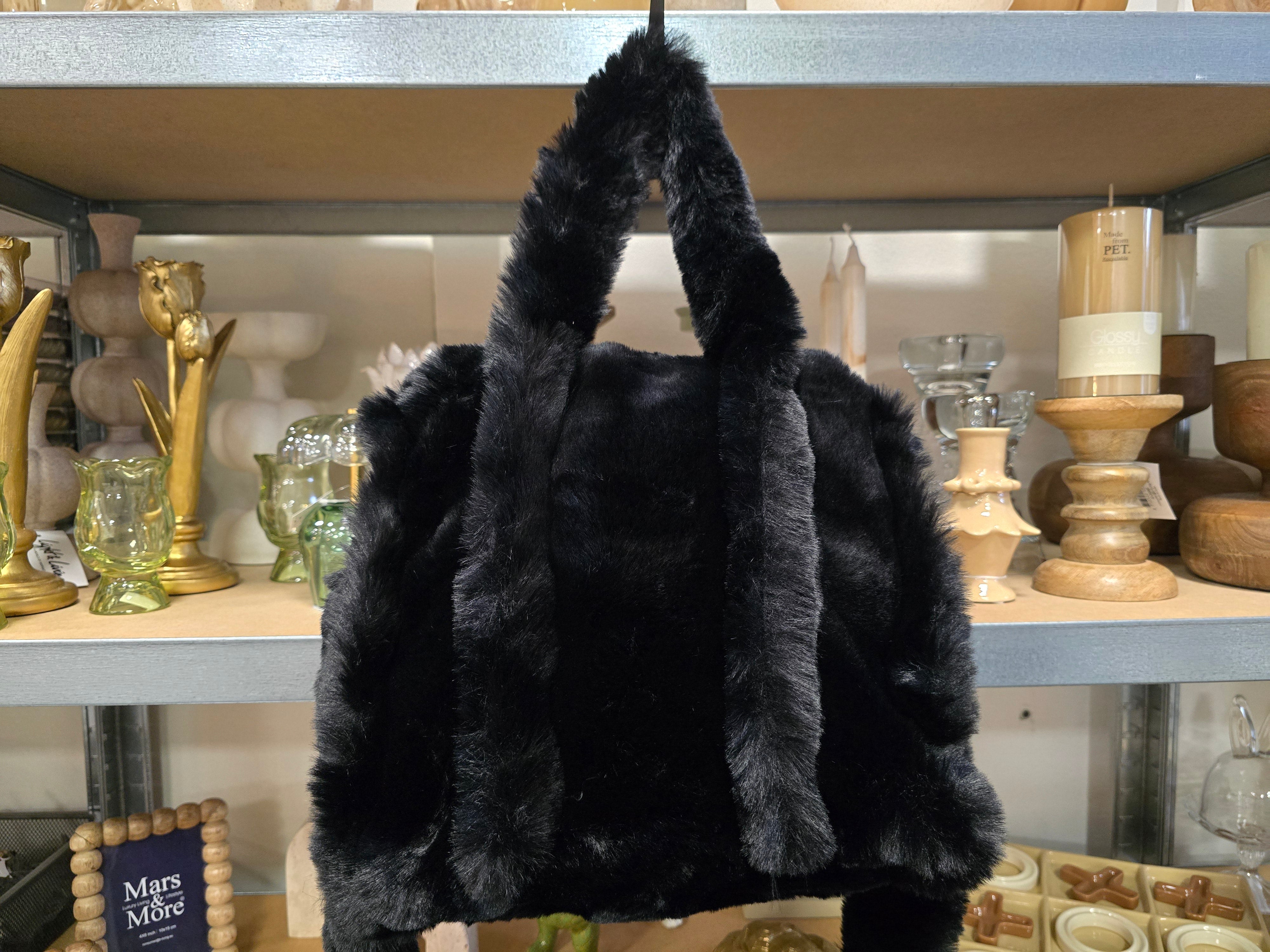 INTERIEURDINGETJES, Faux Fur Handtas – Zwart of Cognac