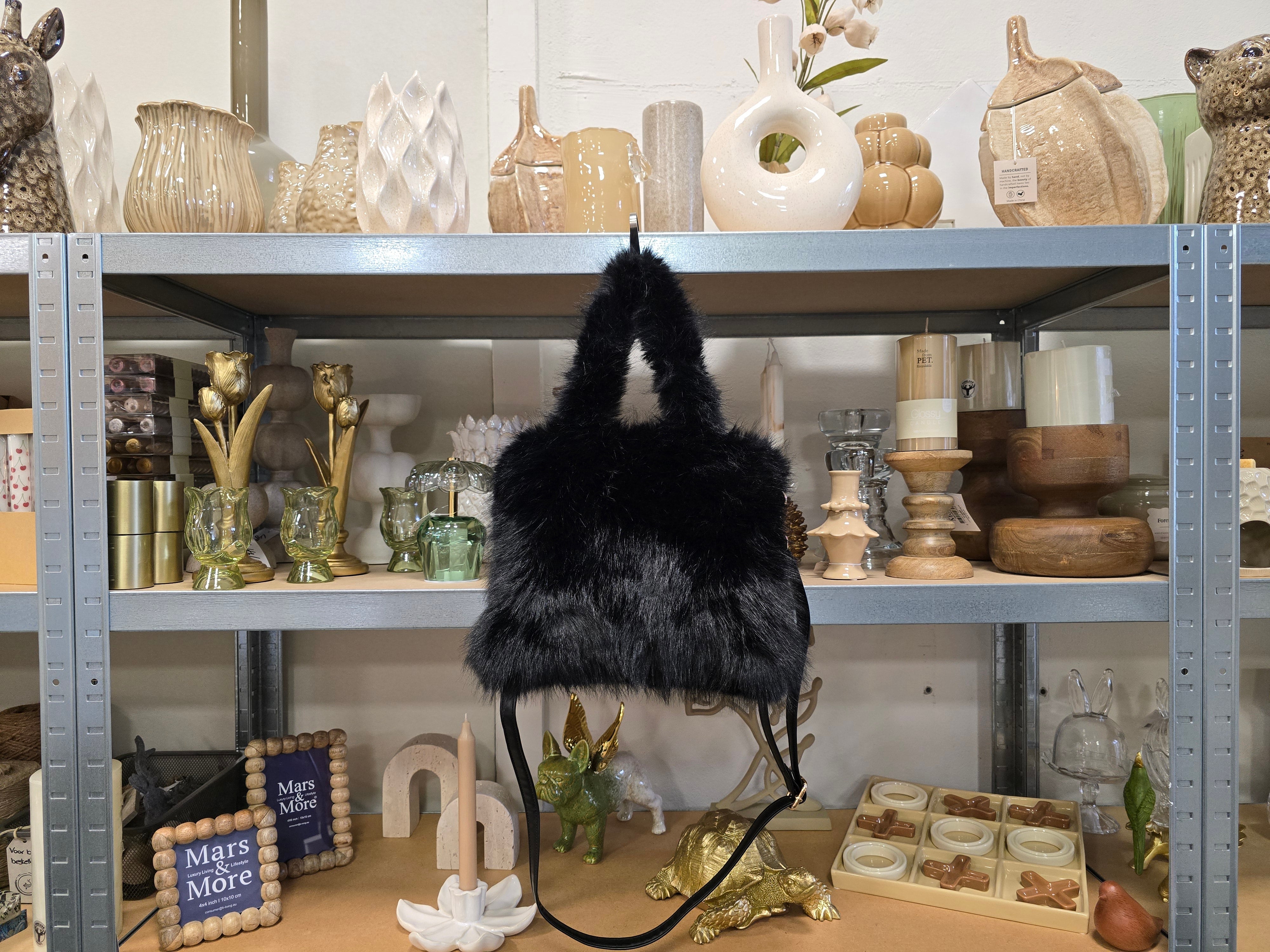INTERIEURDINGETJES, Fluffy Handtas Zwart