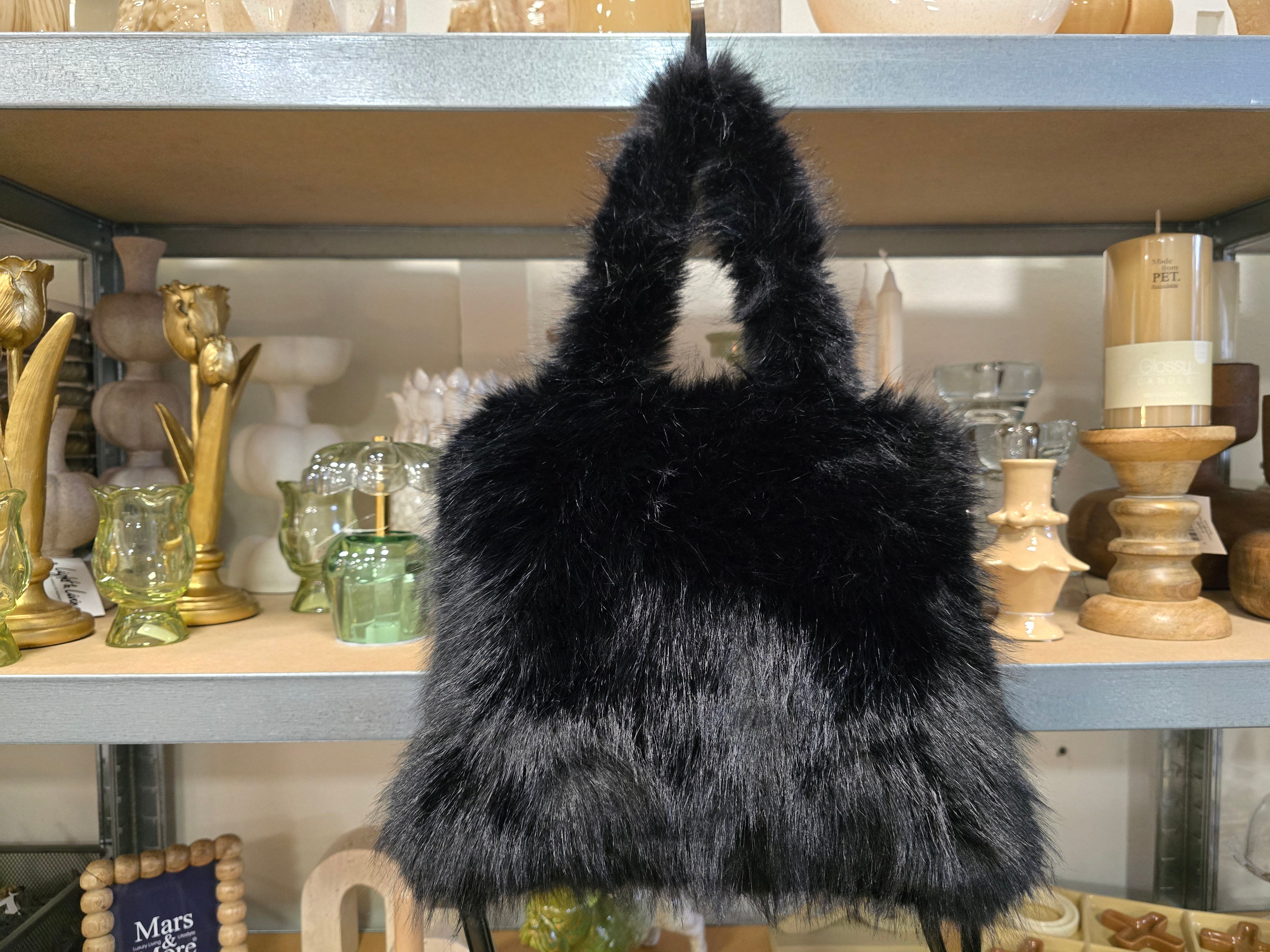 INTERIEURDINGETJES, Fluffy Handtas Zwart