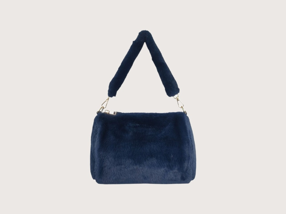 Faux Fur Handtas Blauw – Qisha