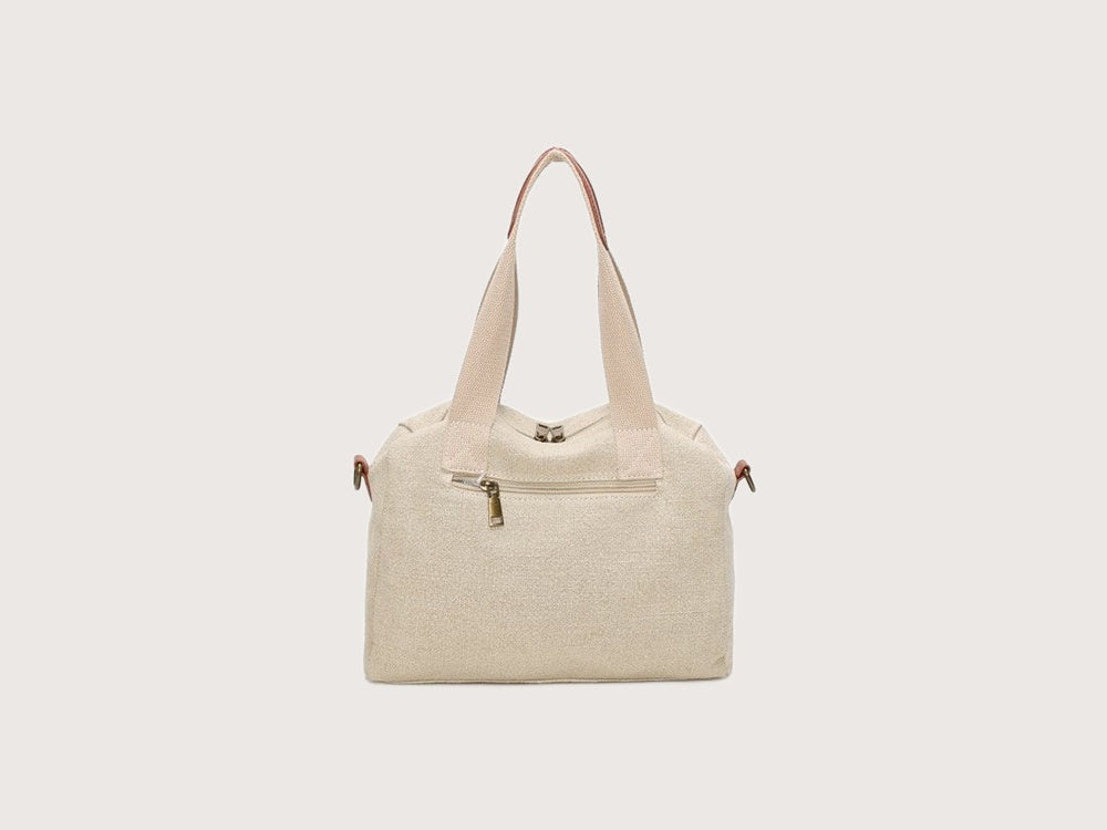 Beige Handtas met Cognac Details – Ines Delaure