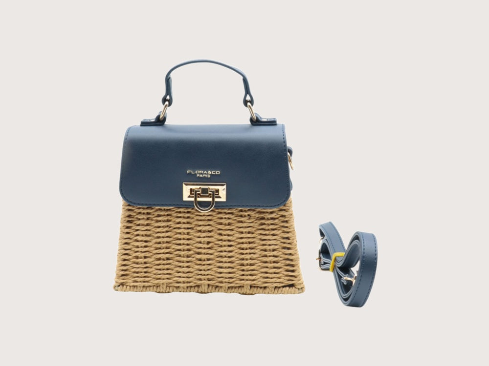 Box Handtas Gevlochten Touw &amp; Blauw – Flora &amp; Co