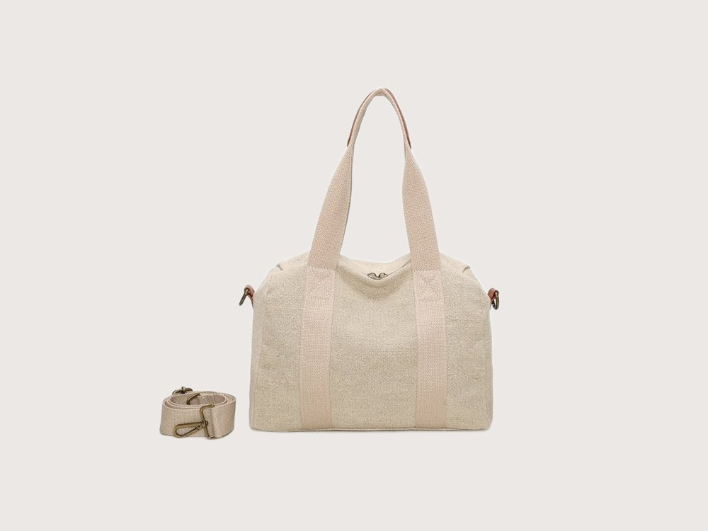 Beige Handtas met Cognac Details – Ines Delaure