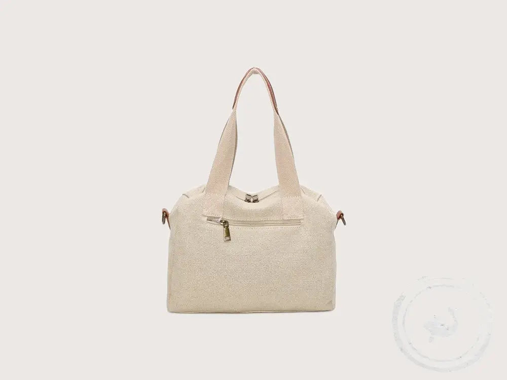 Beige Handtas met Cognac Details – Ines Delaure