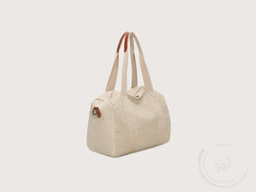 Beige Handtas met Cognac Details – Ines Delaure