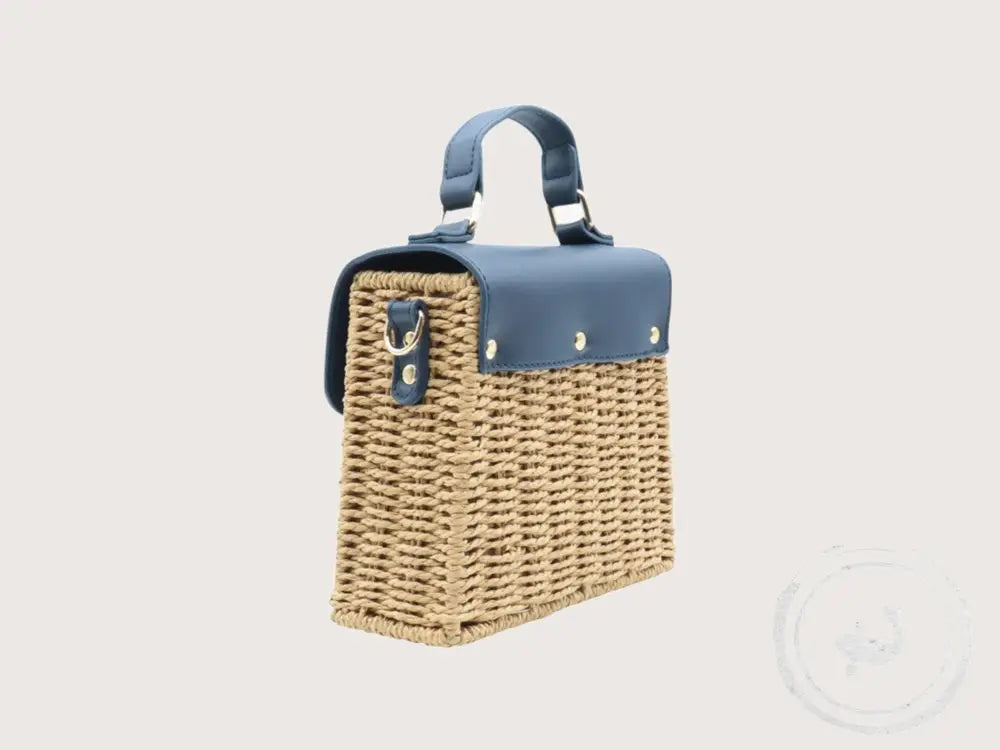 Box Handtas Gevlochten Touw & Blauw – Flora & Co