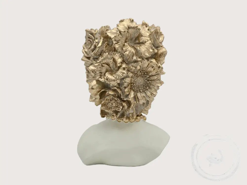 INTERIEURDINGETJES Bloempot met gouden bloemen & hanger — ecru