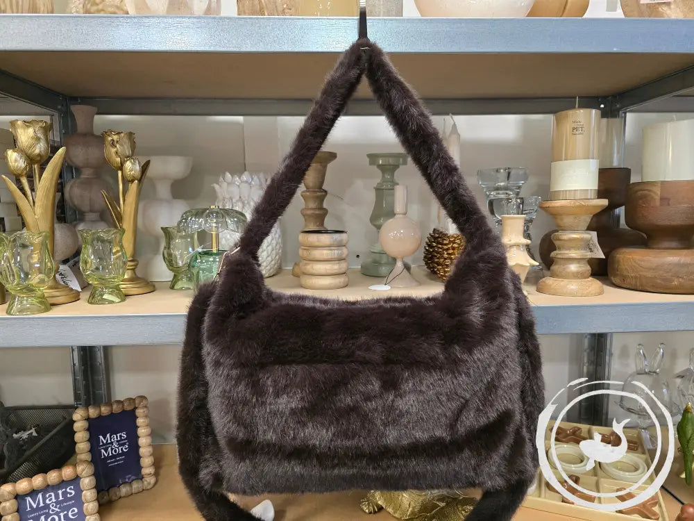INTERIEURDINGETJES Bruine Faux Fur Handtas