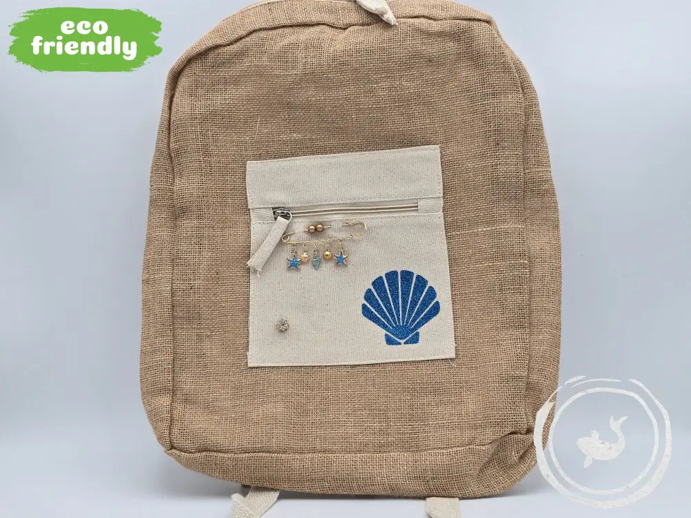 INTERIEURDINGETJES Jute Rugzak ’schelp blauw’