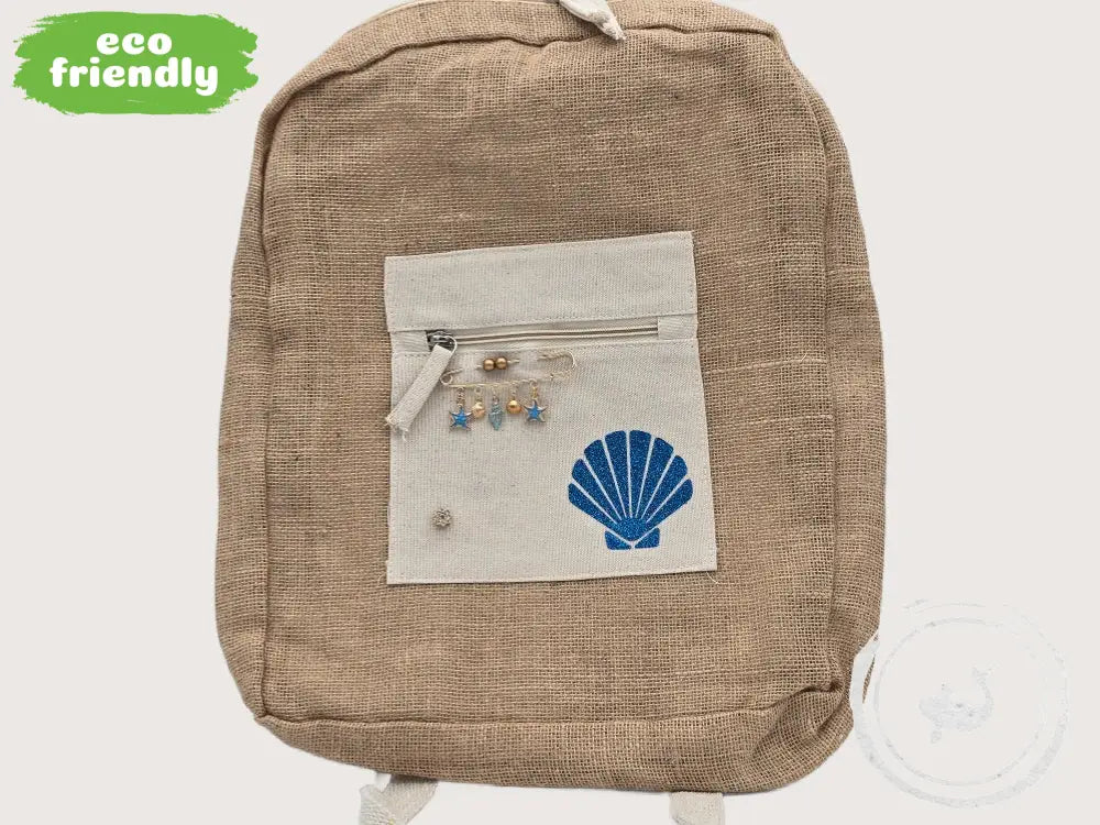 INTERIEURDINGETJES Duurzame Jute Tas Blauwe Schelp – Handgemaakt &amp; Uniek