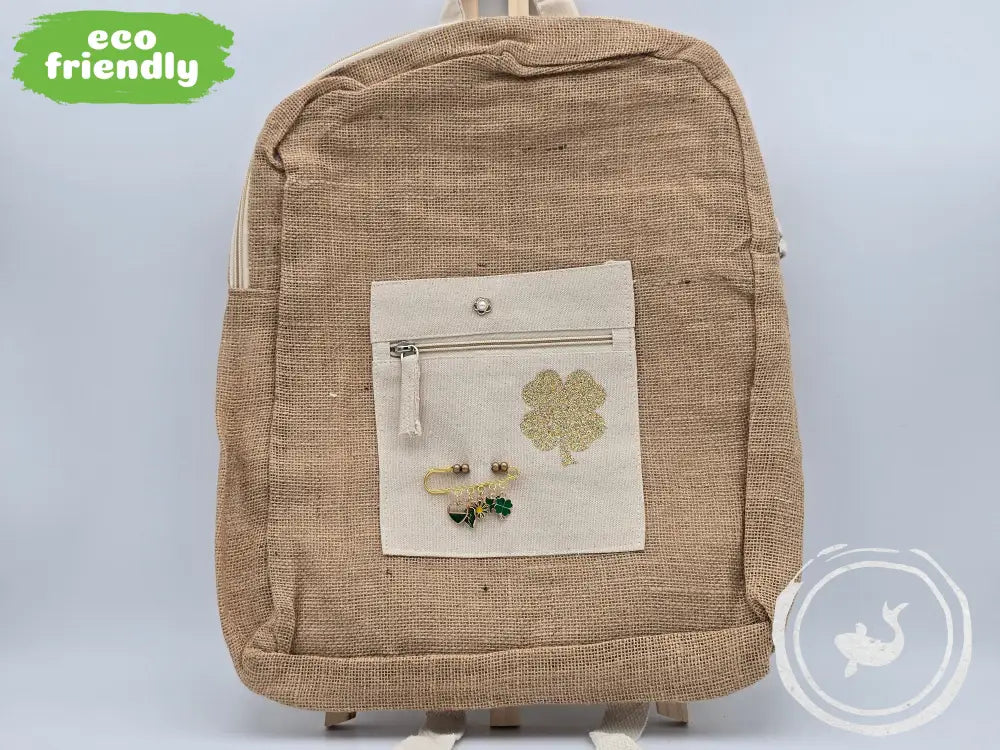 INTERIEURDINGETJES Jute Rugzak ’klavertje goud’