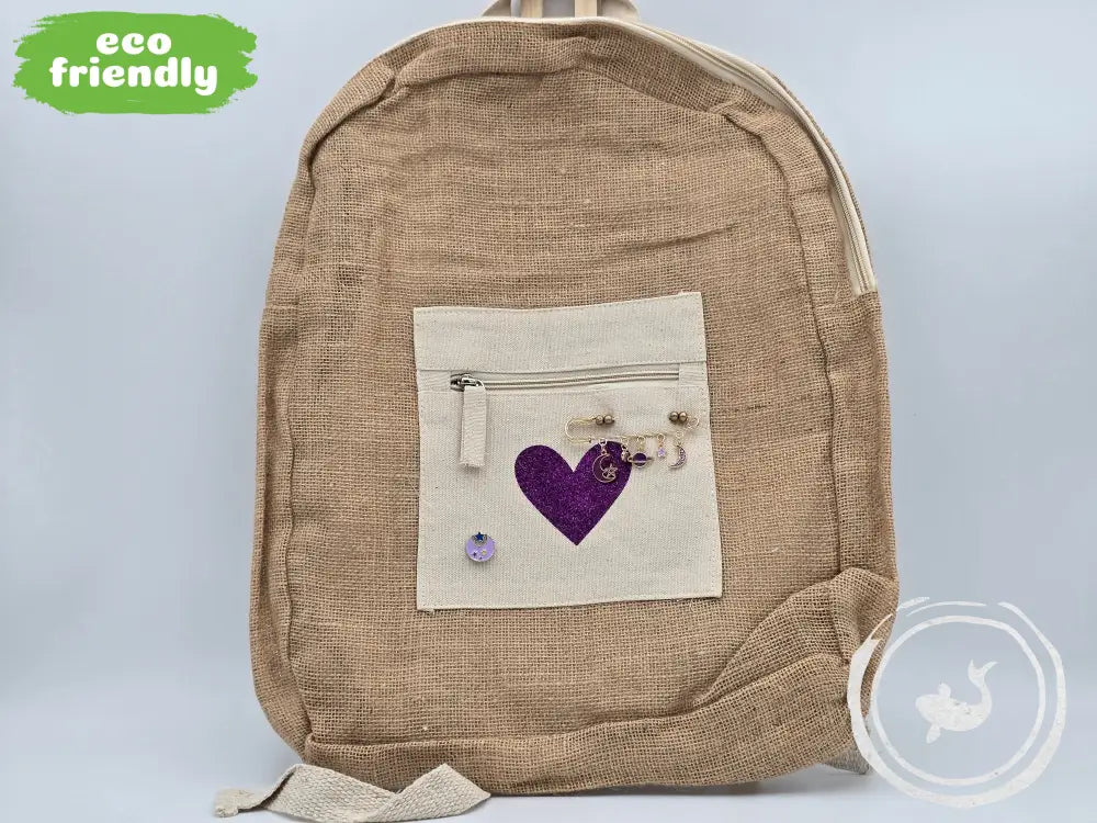 INTERIEURDINGETJES Jute Rugzak ’hartje paars’