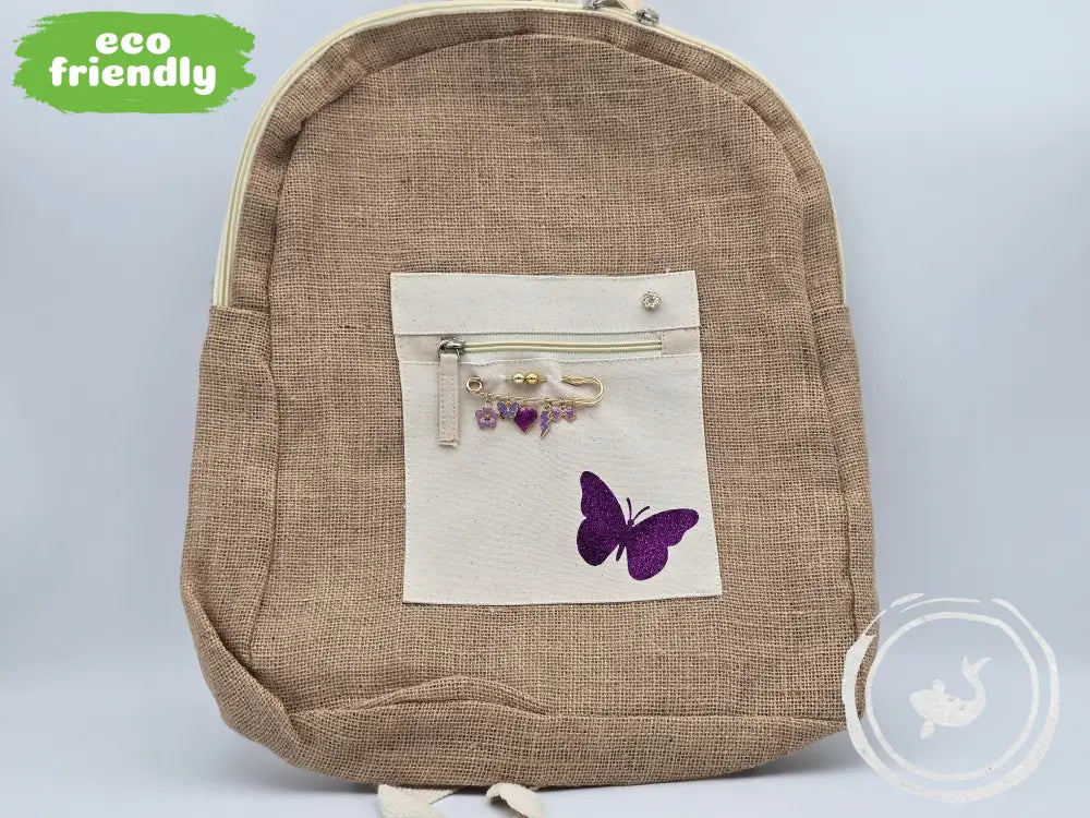 INTERIEURDINGETJES Jute Rugzak ’vlinder paars’