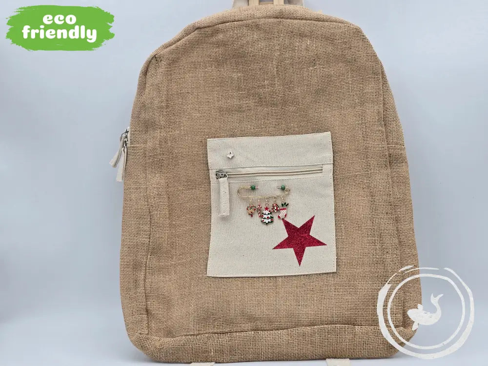 INTERIEURDINGETJES Jute Rugzak ’ster rood’