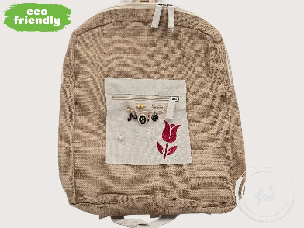 INTERIEURDINGETJES Duurzame Jute Tas Rode Tulp – Handgemaakt &amp; Uniek