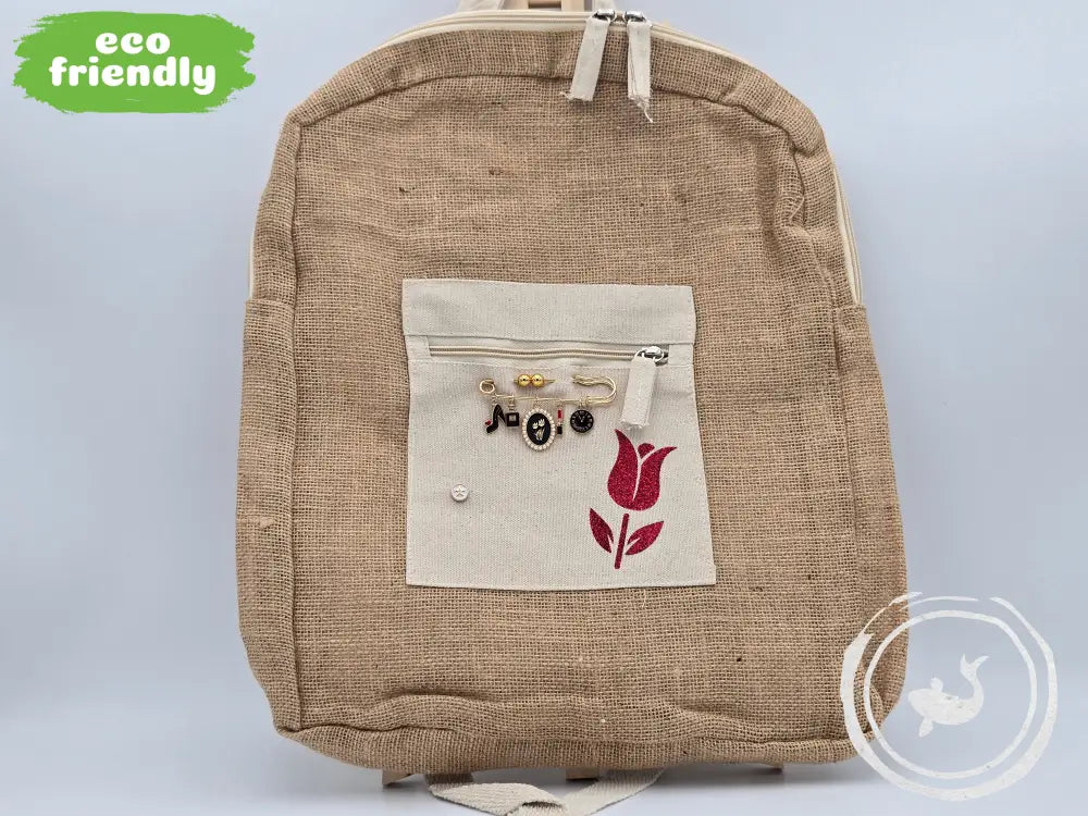 INTERIEURDINGETJES Jute Rugzak ’rode tulp’