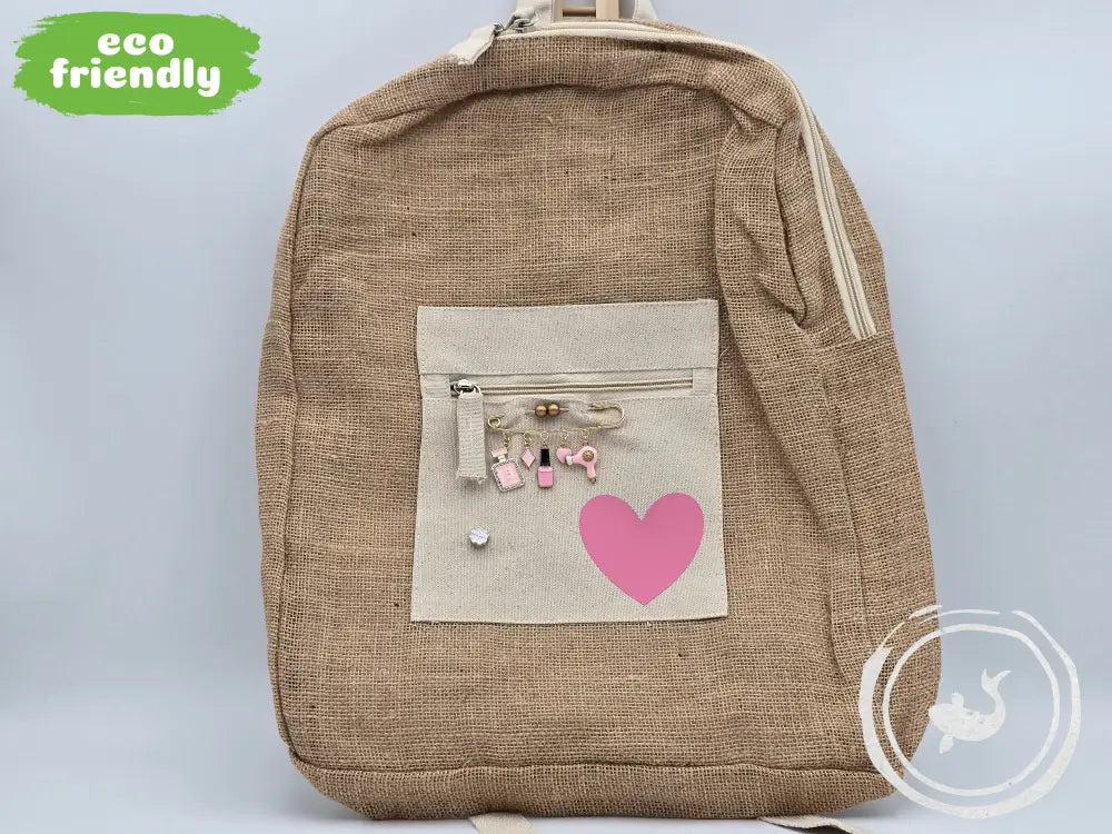 INTERIEURDINGETJES Jute Rugzak ’hart roze’