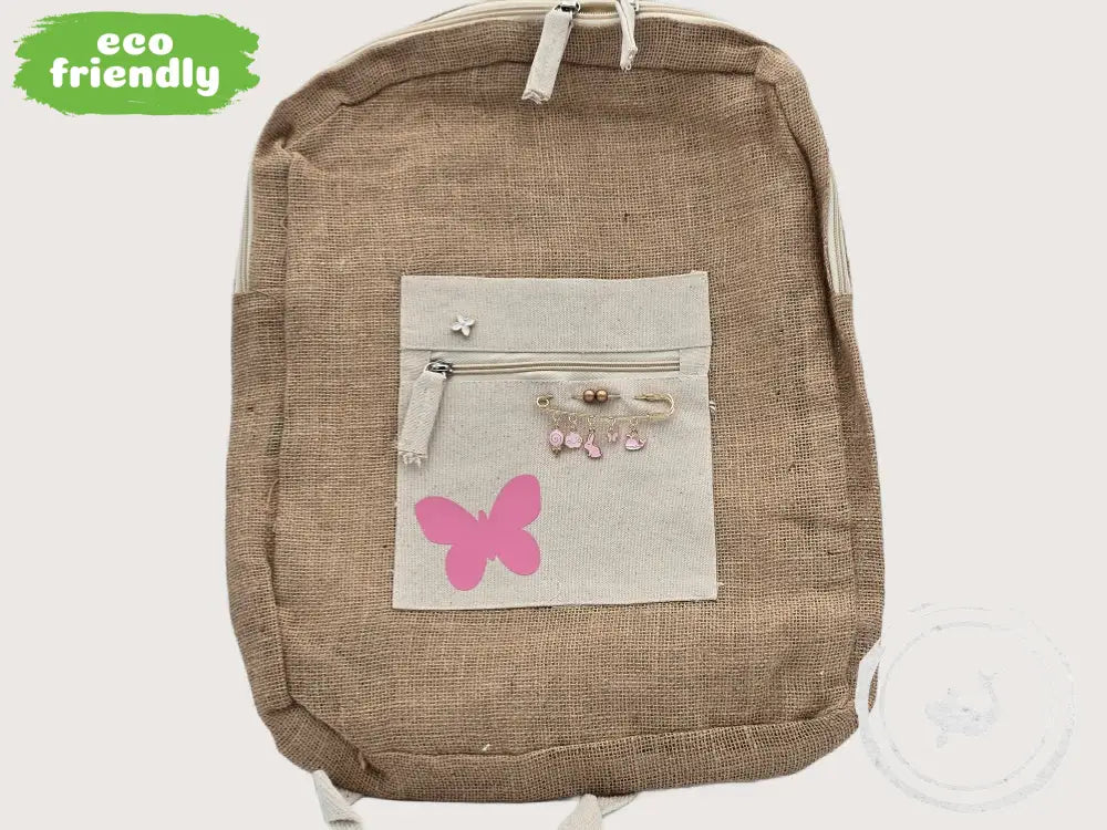 INTERIEURDINGETJES Duurzame Jute Tas Roze Vlinder – Handgemaakt &amp; Uniek