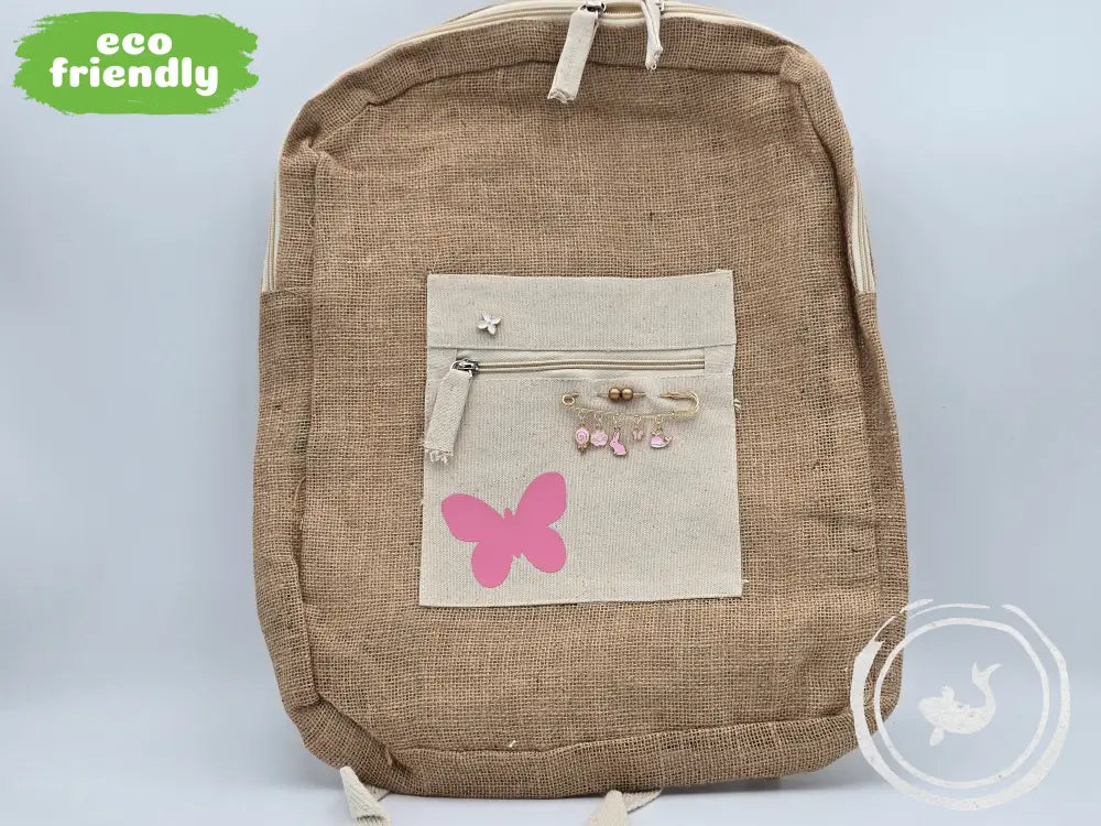 INTERIEURDINGETJES Jute Rugzak ’vlinder roze’