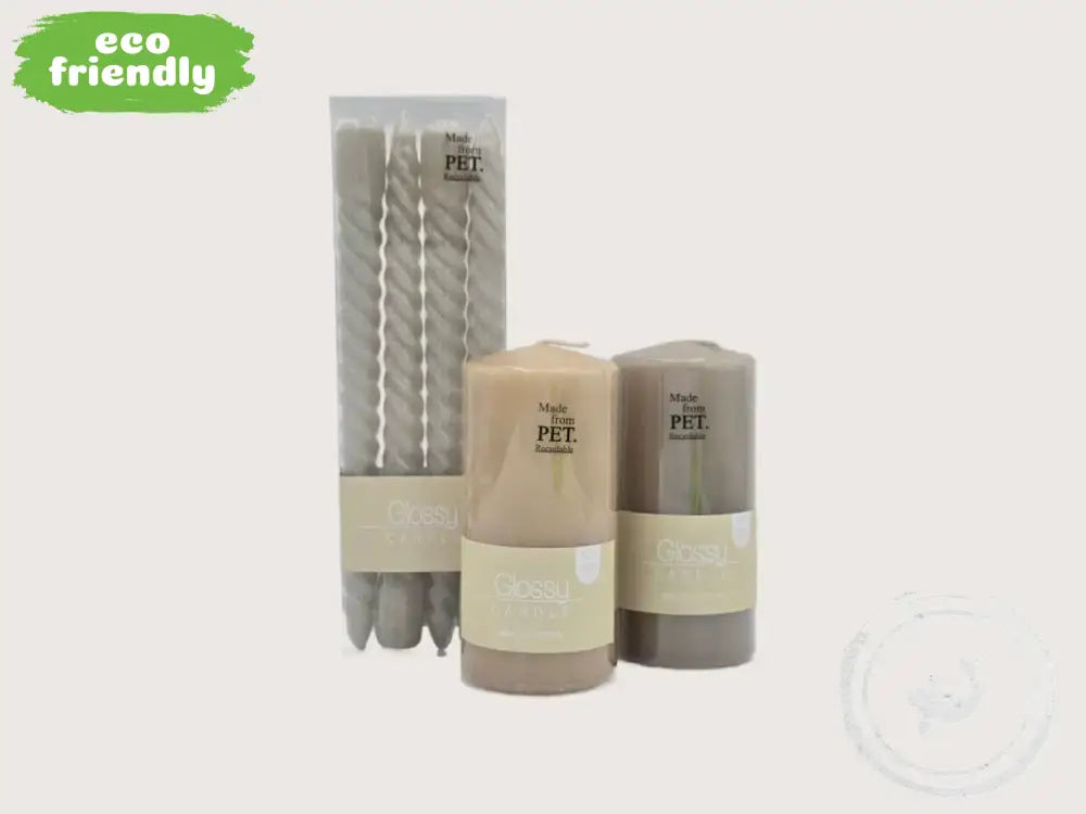 INTERIEURDINGETJES Gedraaide eco-friendly dinerkaarsen - 5 kleuren Gray