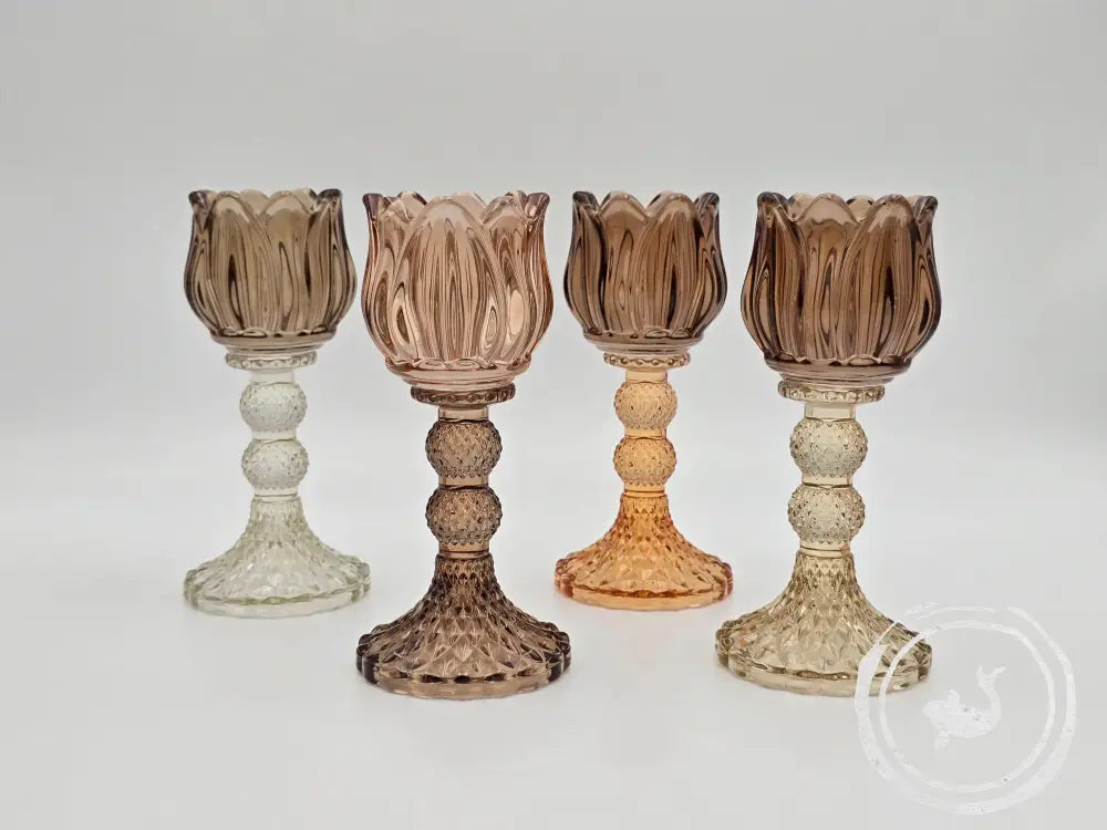 Vintage Kandelaar Tulp Glas 17Cm