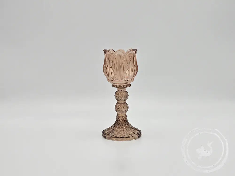 Vintage Kandelaar Tulp Glas 17Cm Brown