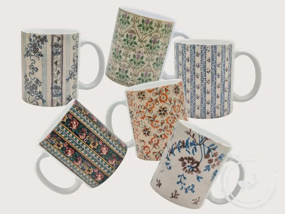 INTERIEURDINGETJES Handbedrukte mok met vintage print