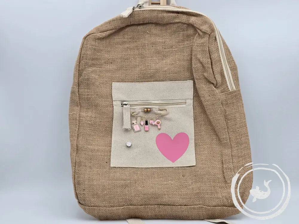 INTERIEURDINGETJES Jute Rugzak ’hart roze’