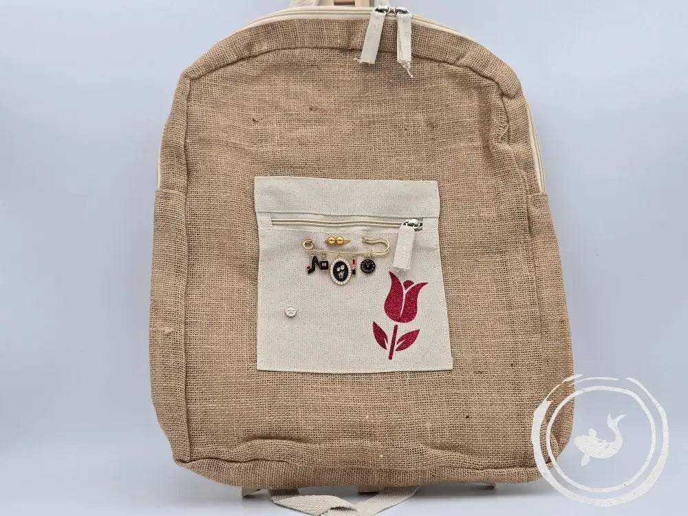 INTERIEURDINGETJES Jute Rugzak ’rode tulp’