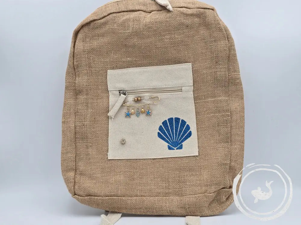 INTERIEURDINGETJES Jute Rugzak ’schelp blauw’