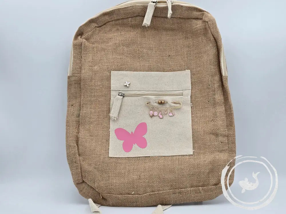 INTERIEURDINGETJES Jute Rugzak ’vlinder roze’