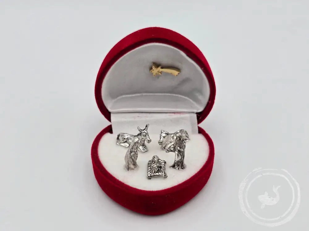 Mini-Kerststalletje In Fluwelen Doosje