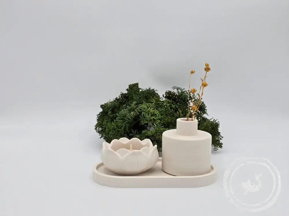 INTERIEURDINGETJES Set dienblad vaasje & waxinelichthouder van eco-resin Goud
