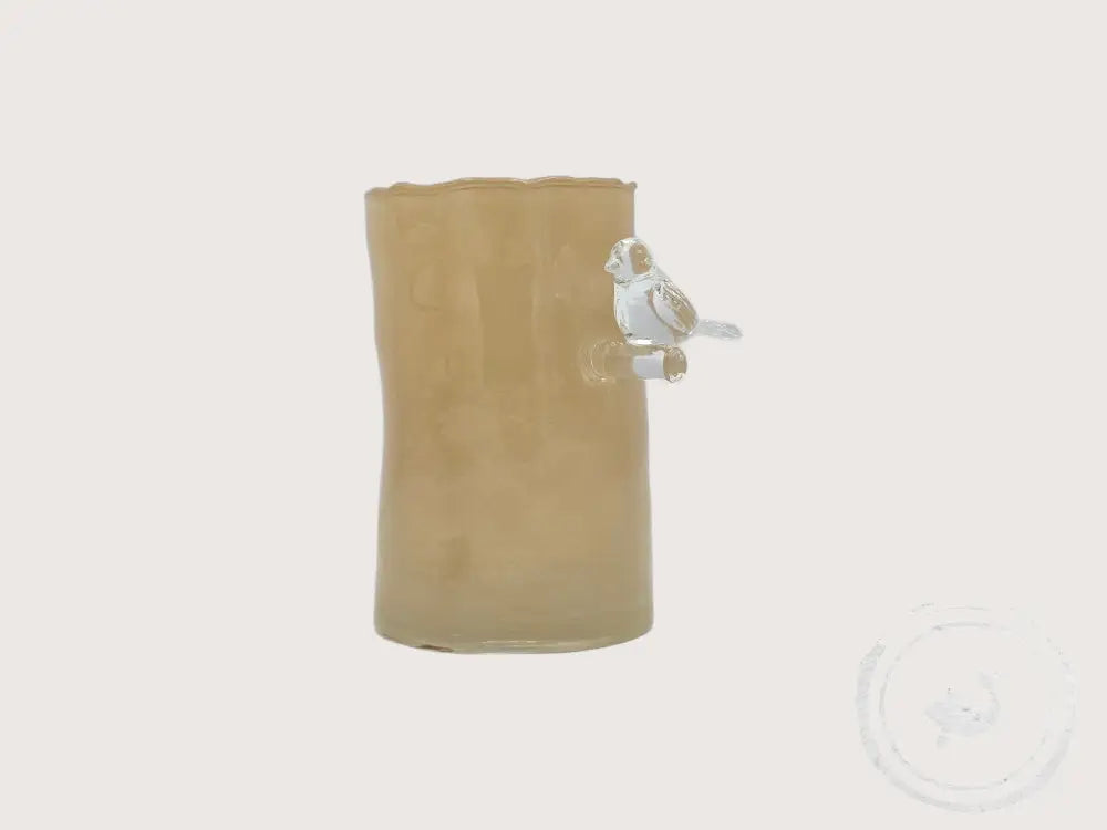 Present Time Glazen vaasje met vogeltje – beige/geel