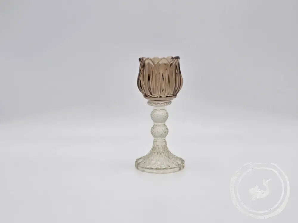 Vintage Kandelaar Tulp Glas 17Cm Clear